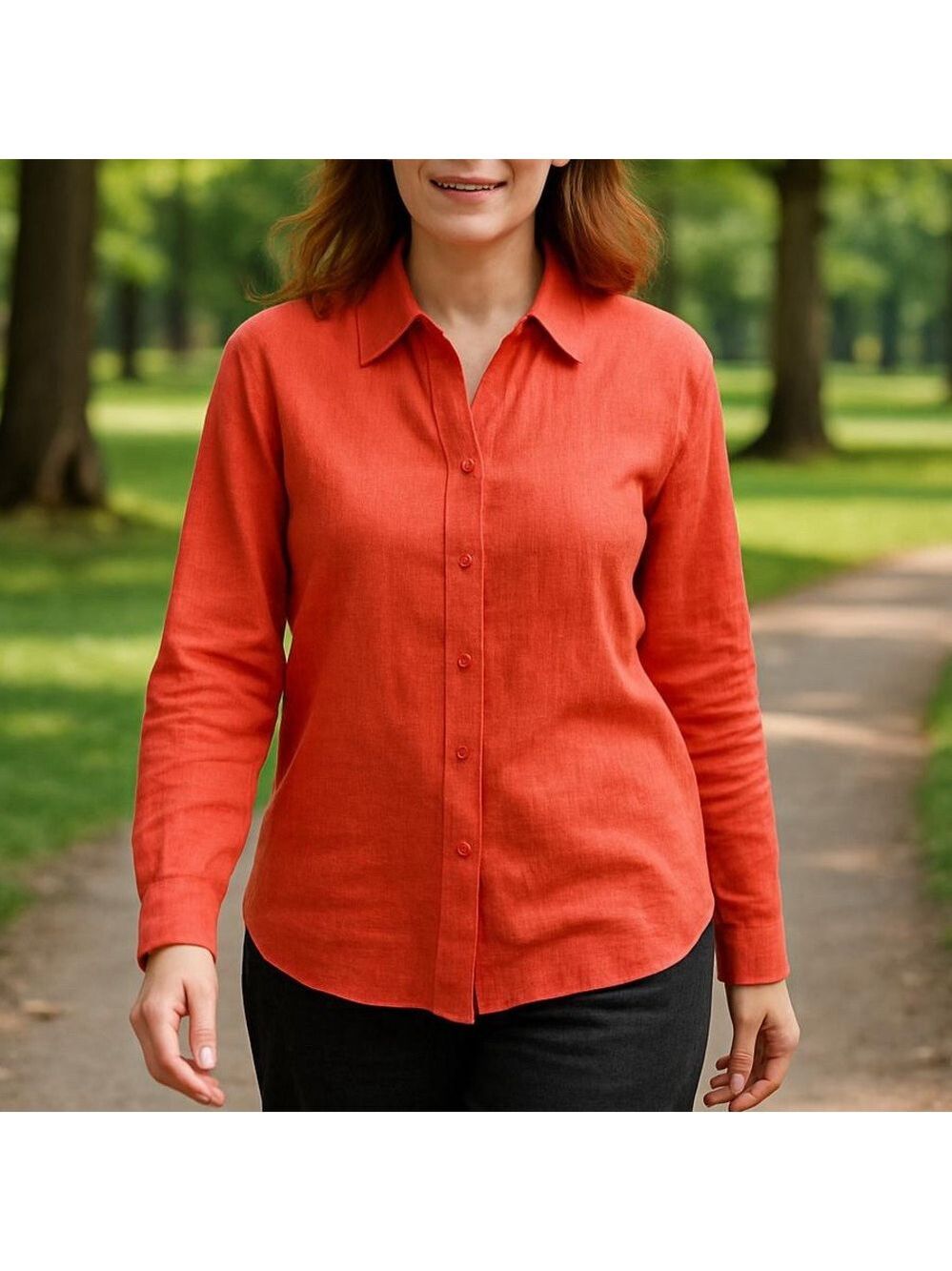 RICHARD MALCOLM LINEN BREATHABLE FIBER BOHO RED OVERSIZED BUTTON DOWN SHIRT SZ L